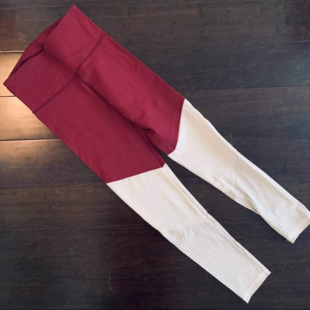 Maroon and white high waisted leggings size XS